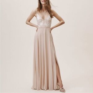 BHLDN Sadia Floral Embroidery Maxi dress, women’s size 10.  Back zipper.